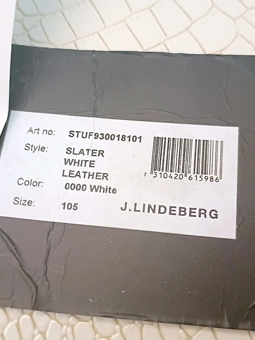 Brand New J.Lindeberg Men Slater White Leather Golf Belt White - 38